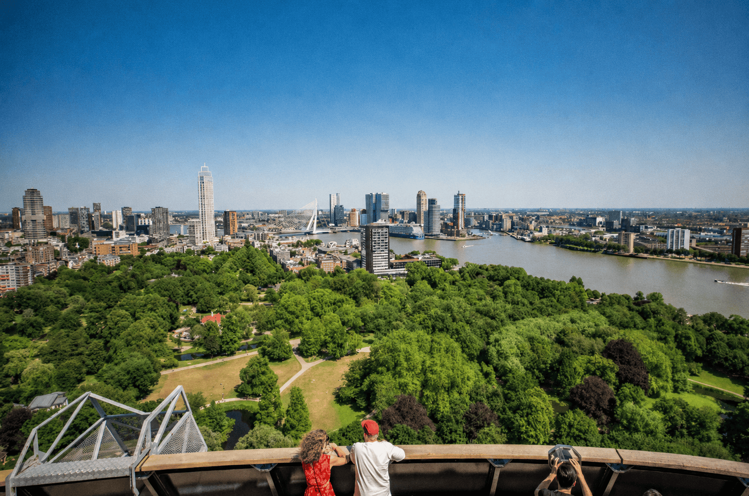 The Euromast summer programme includes a rooftop bar, Silent Disco, stair run, abseiling and dining with panoramic views across Rotterdam.
